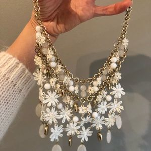 Anthropologie White floral gold necklace